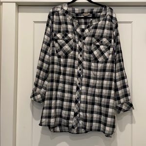 Grey black and white flannel tunic